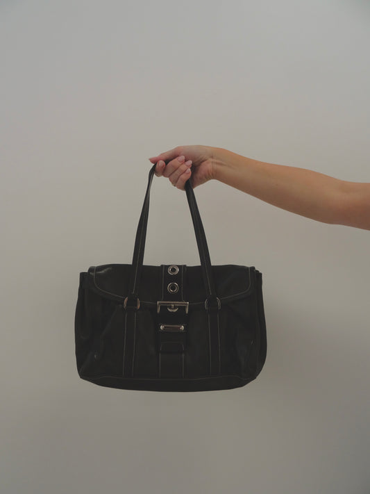 Prada Leather Buckle Shoulder Bag