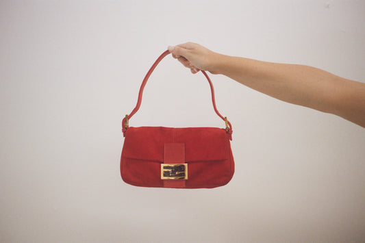 Fendi Baguette, Red Suede