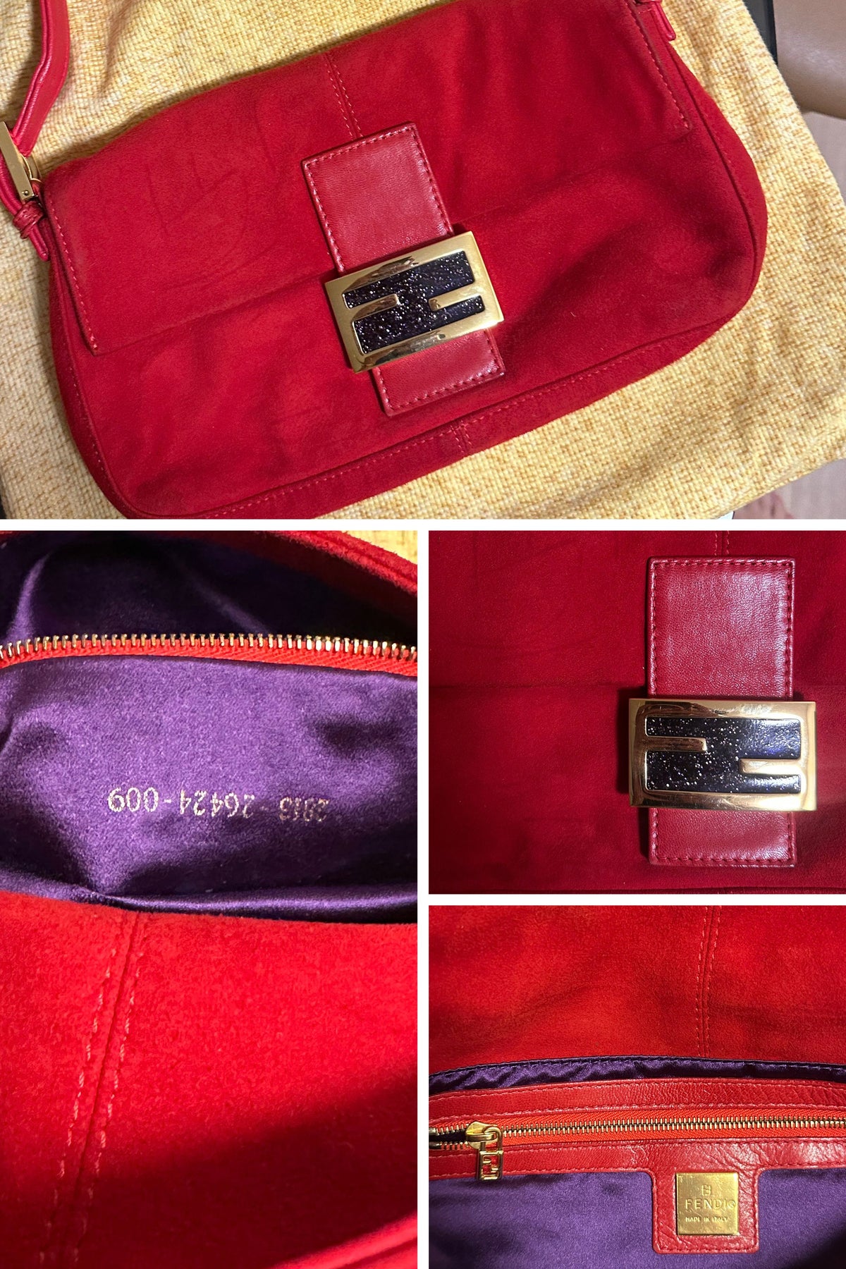 Fendi Baguette, Red Suede
