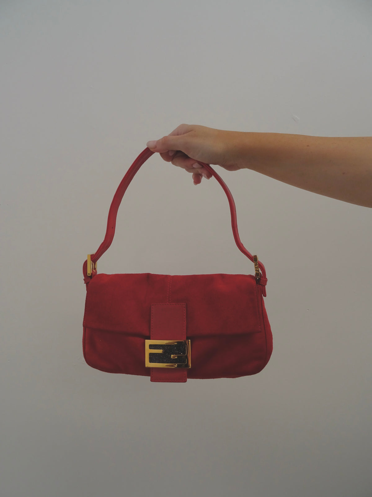 Fendi Baguette, Red Suede