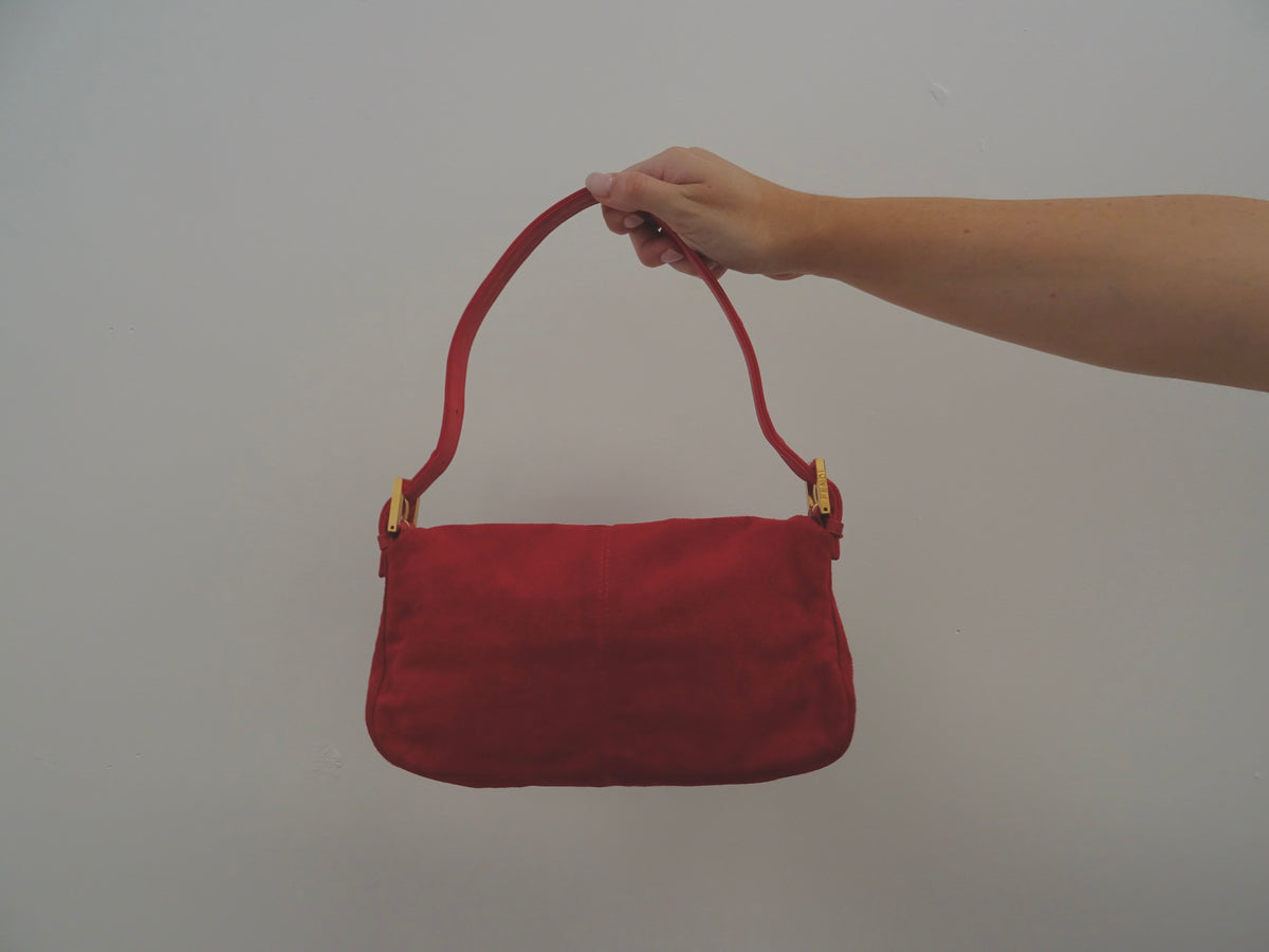 Fendi Baguette, Red Suede
