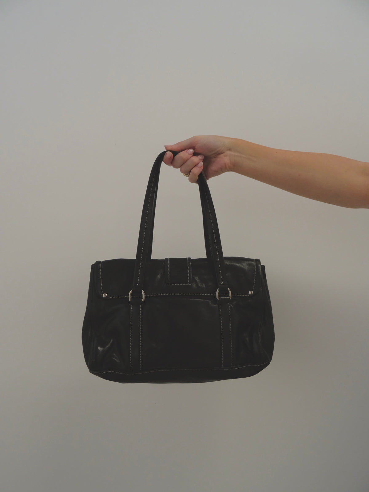 Prada Leather Buckle Shoulder Bag