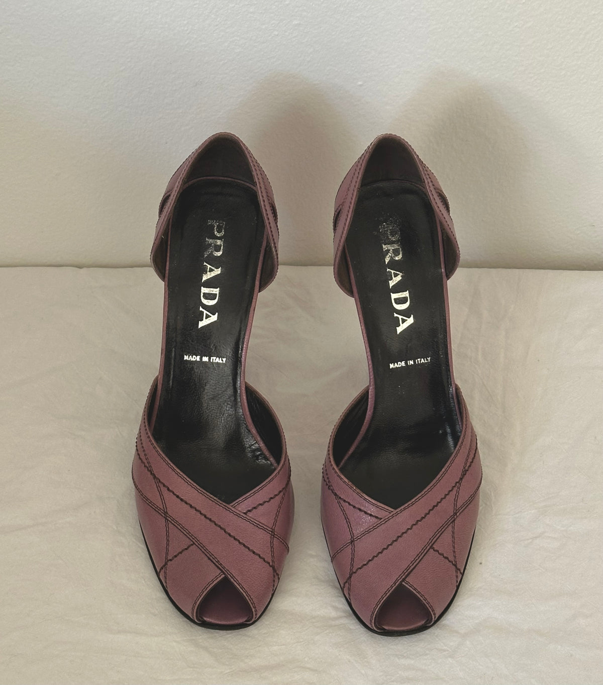 Prada Mauve Peep-toe Heels (39)