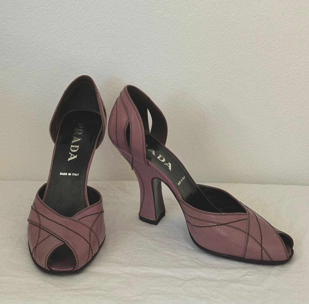 Prada Mauve Peep-toe Heels (39)